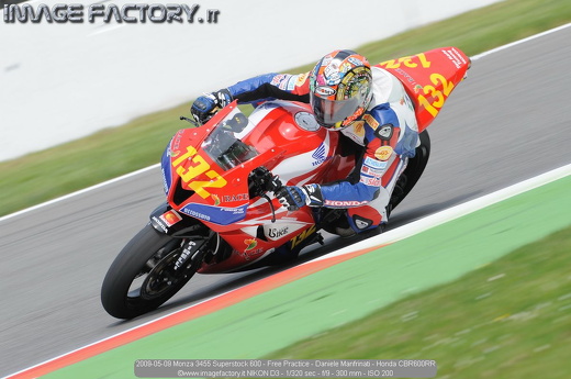 2009-05-09 Monza 3455 Superstock 600 - Free Practice - Daniele Manfrinati - Honda CBR600RR
